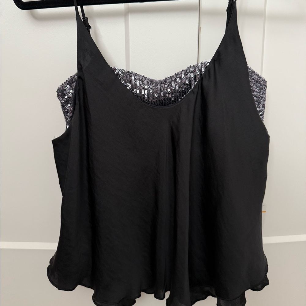 Free People Turn it on black sequin cami